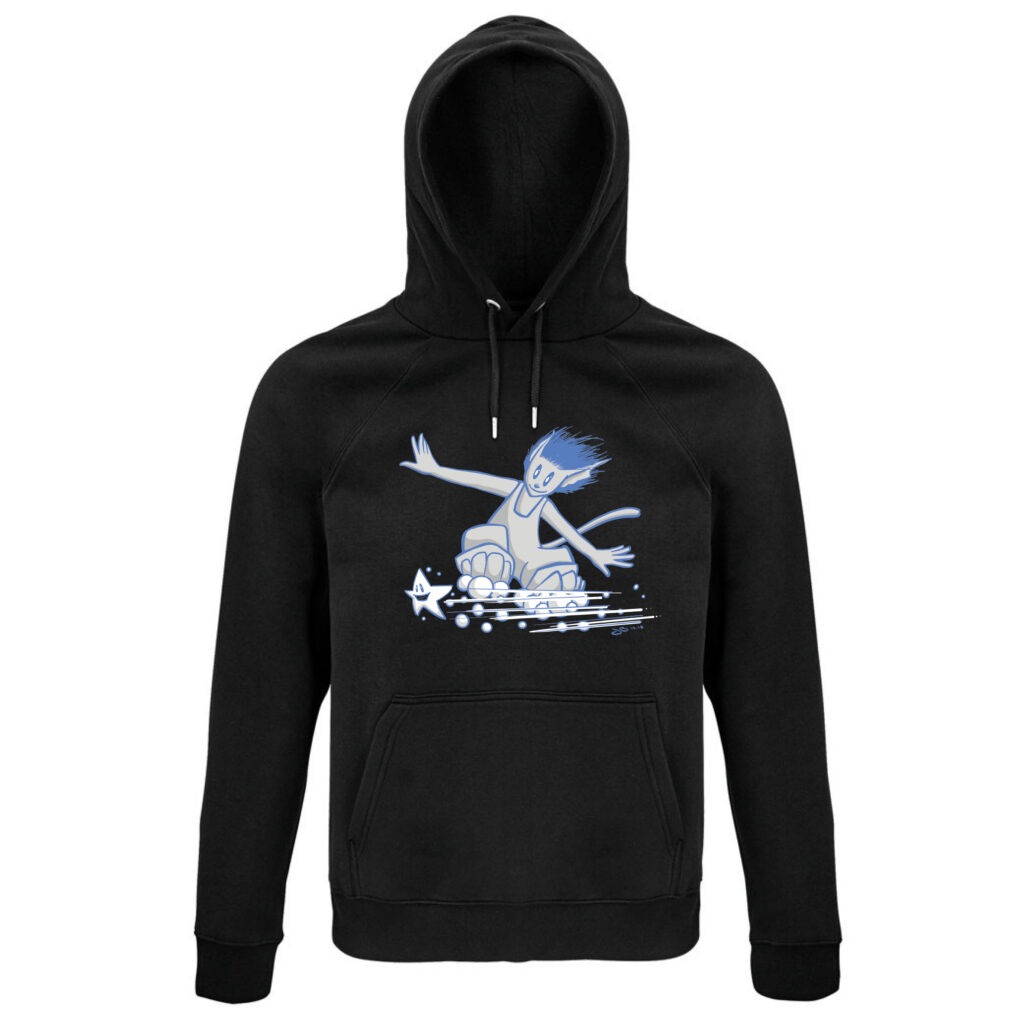 Joys Carl in blau auf schwarzem Hoodie