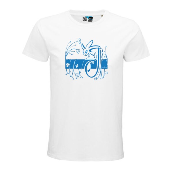Joys Jerboa blau auf weißem T-Shirt