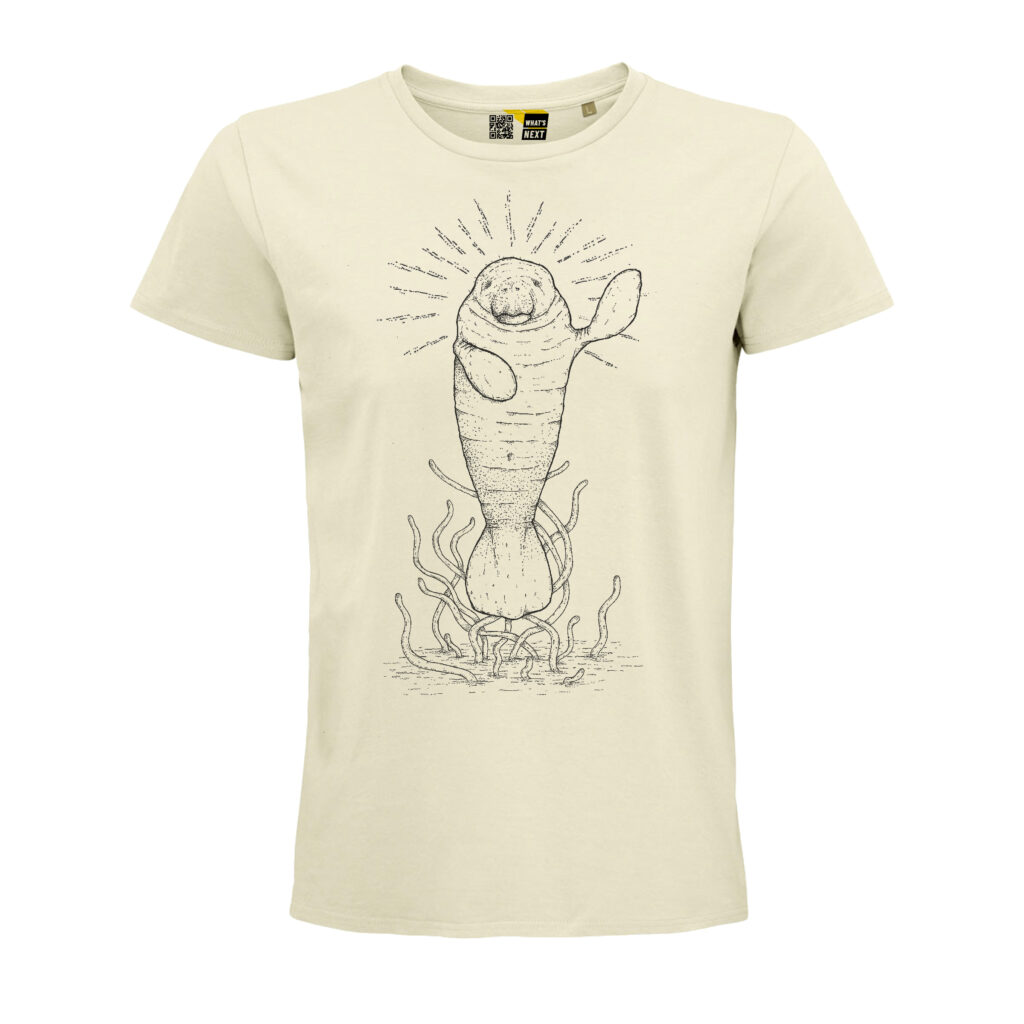 Alex Motiv Holy Manatee in Dunkelgrau auf Shirt in der Farbe Natural