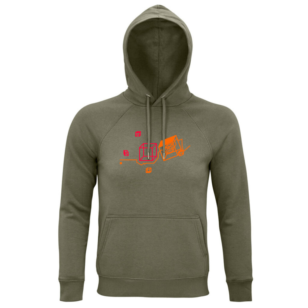 Das Motiv Lax von Katja auf khakifarbenem Hoodie