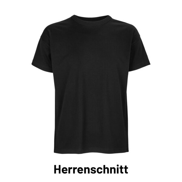 Oversize Herrenshirt in schwarz, Frontansicht, ein locker hängendes T-Shirt.