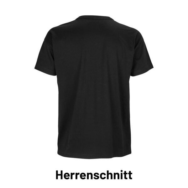 Oversize Herrenshirt in schwarz, Rückenansicht, ein locker hängendes T-Shirt.