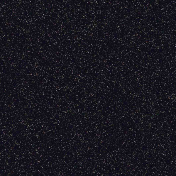 Foto der schwarzen Glitzerfolie. Eine schwarze Fläche mit vielen, leider schwer erkennbaren Pigmenten in verschiedenen Farben darauf