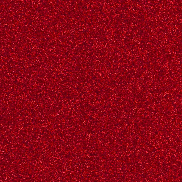 Foto der roten Glitzerfolie. Eine rötliche Fläche mit vielen Pigmenten in Rottönen darauf