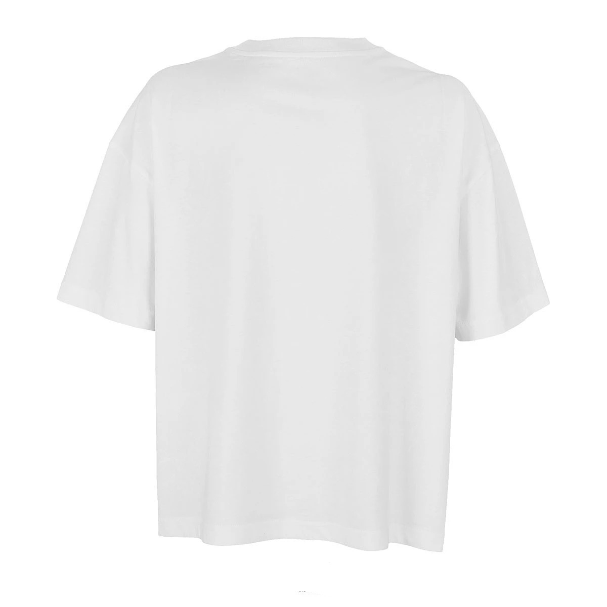 Rückenansicht eines weißen Oversize-Shirts